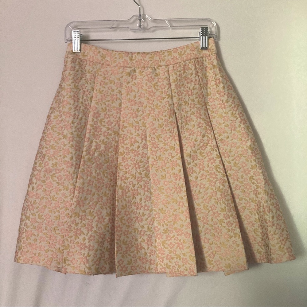 Brook Brothers Brocade Floral  Pleated Skirt